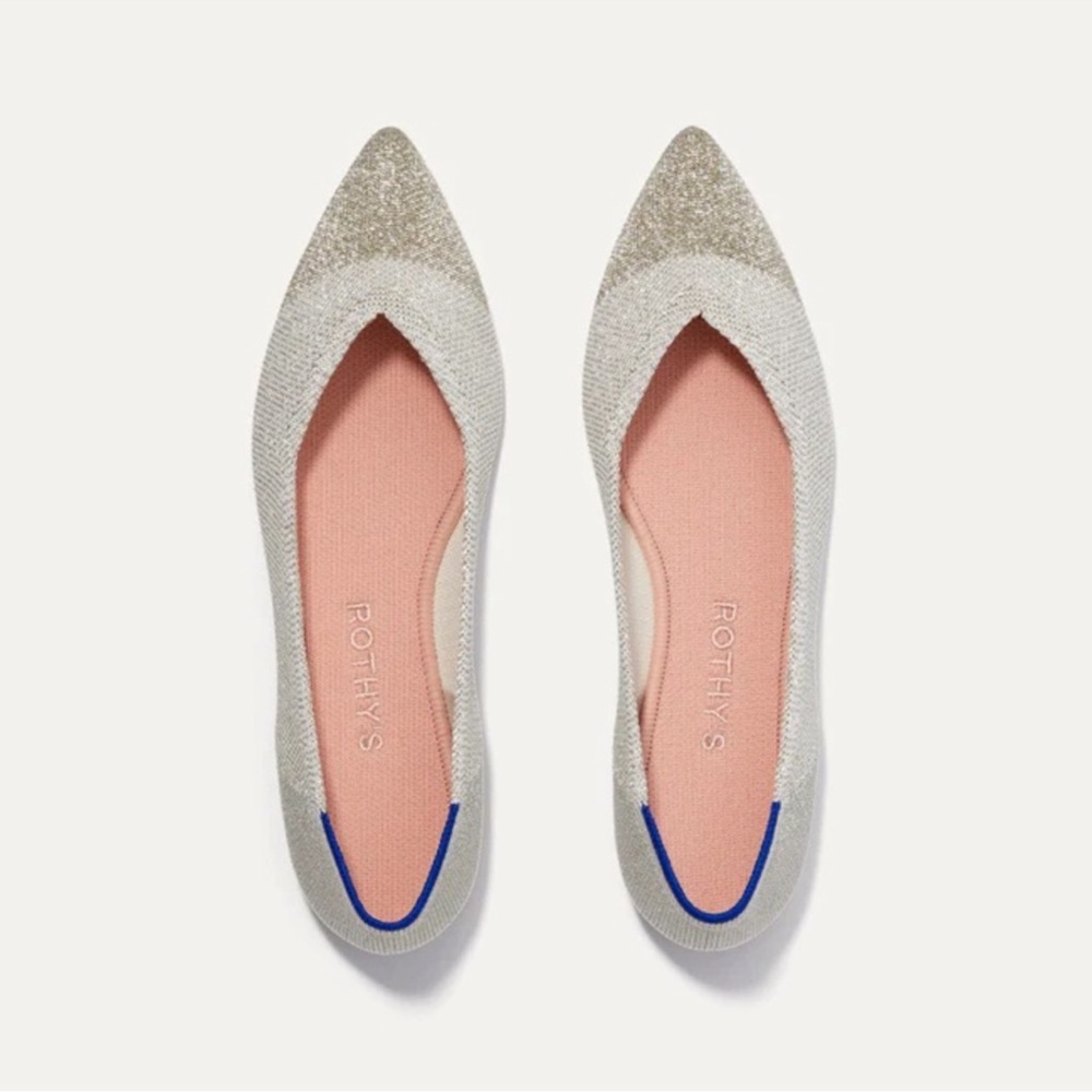Rothy’s The Point Silver Diamond Metallic - Size 5.5